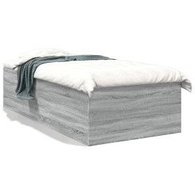 vidaXL Bettgestell Grau Sonoma 75x190 cm Holzwerkstoff
