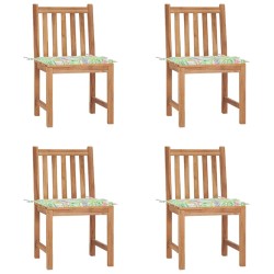 vidaXL Gartenstühle 4 Stk. mit Kissen Massivholz Teak 