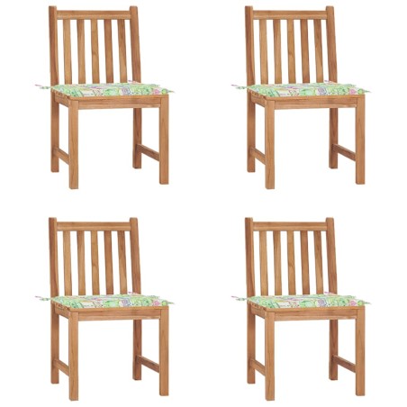 vidaXL Gartenstühle 4 Stk. mit Kissen Massivholz Teak 
