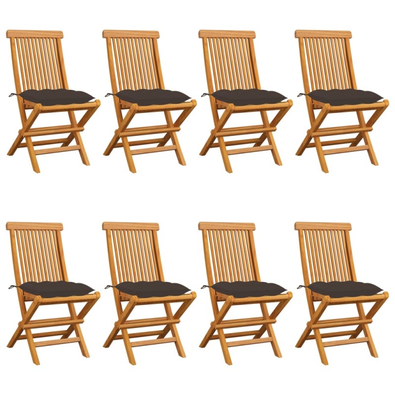 Gartenstühle mit Taupe Kissen 8 Stk. Massivholz Teak Gartenstühle mit Taupe Kissen 8 Stk. Massivholz Teak