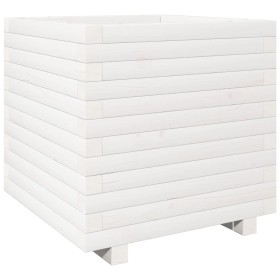 vidaXL Pflanzkübel Weiß 50x50x49,5 cm Massivholz Kiefer