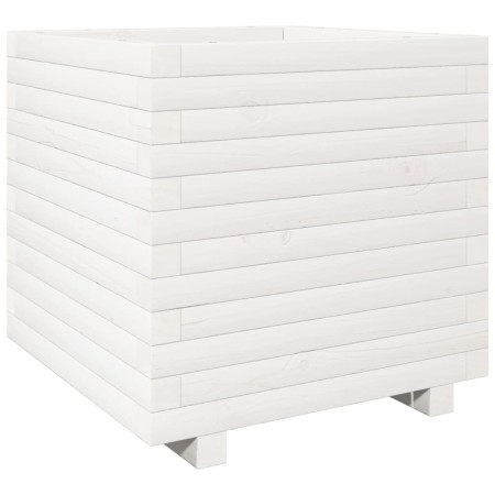 vidaXL Pflanzkübel Weiß 50x50x49,5 cm Massivholz Kiefer