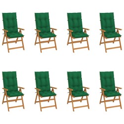 Garten-Liegestühle mit Kissen 8 Stk. Massivholz Teak