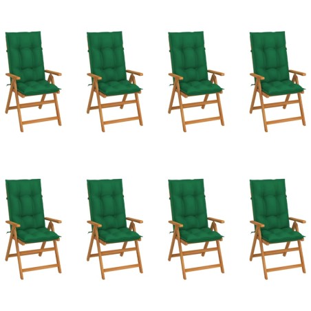Garten-Liegestühle mit Kissen 8 Stk. Massivholz Teak