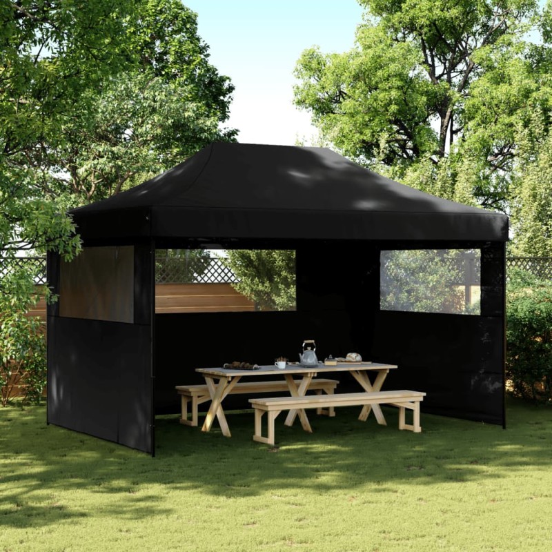 vidaXL Partyzelt Faltbar Pop-Up mit 3 Seitenteilen Schwarz vidaXL Partyzelt Faltbar Pop-Up mit 3 Seitenteilen Schwarz