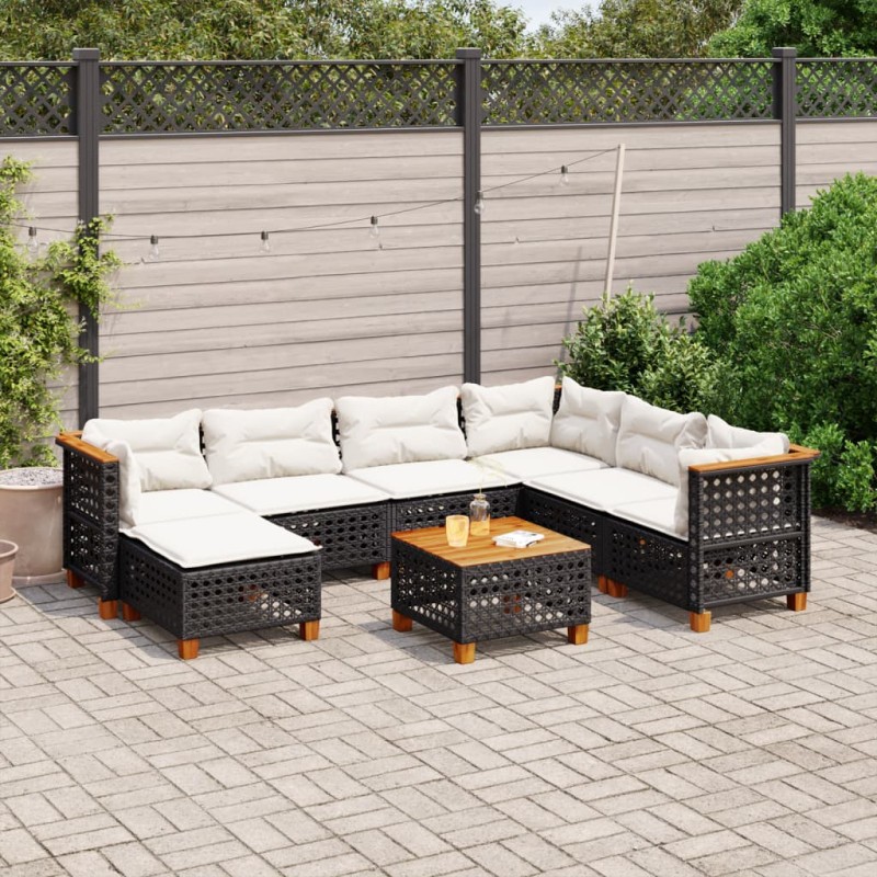 vidaXL 8-tlg. Garten-Sofagarnitur mit Kissen Schwarz Poly Rattan vidaXL 8-tlg. Garten-Sofagarnitur mit Kissen Schwarz Poly Rattan