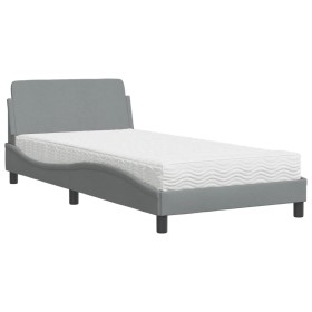 vidaXL Bett mit Matratze Hellgrau 100x200 cm Stoff