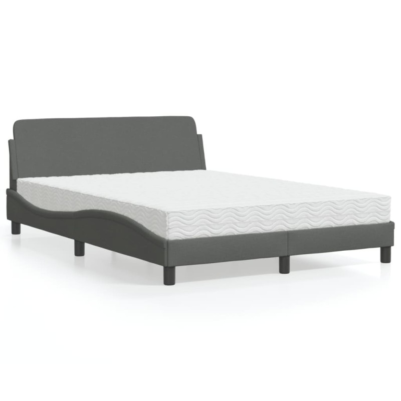 vidaXL Bett mit Matratze Dunkelgrau 120x200 cm Stoff vidaXL Bett mit Matratze Dunkelgrau 120x200 cm Stoff