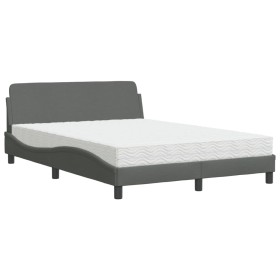 vidaXL Bett mit Matratze Dunkelgrau 120x200 cm Stoff