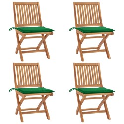 Klappbare Gartenstühle mit Kissen 4 Stk. Massivholz Teak