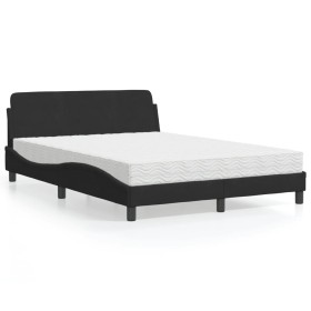 vidaXL Bett mit Matratze Schwarz 120x200 cm Samt
