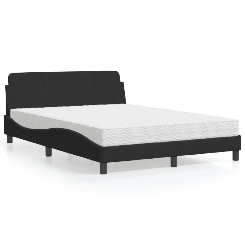 vidaXL Bett mit Matratze Schwarz 120x200 cm Samt vidaXL Bett mit Matratze Schwarz 120x200 cm Samt