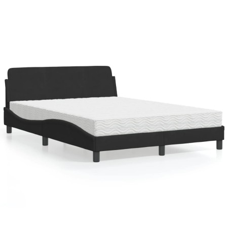 vidaXL Bett mit Matratze Schwarz 120x200 cm Samt