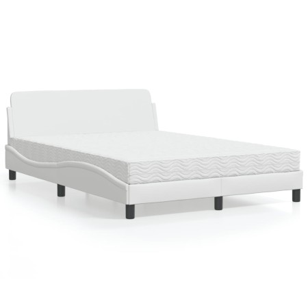 vidaXL Bett mit Matratze Weiß 120x200 cm Kunstleder