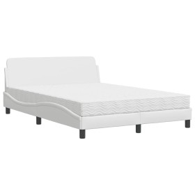 vidaXL Bett mit Matratze Weiß 120x200 cm Kunstleder