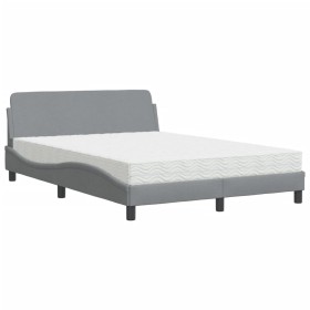 vidaXL Bett mit Matratze Hellgrau 140x190 cm Stoff