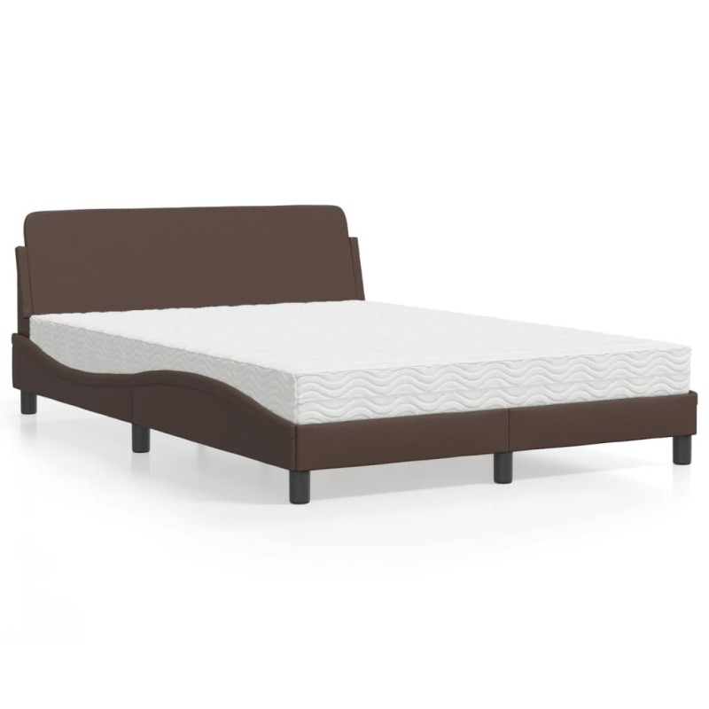 vidaXL Bett mit Matratze Braun 140x190 cm Kunstleder vidaXL Bett mit Matratze Braun 140x190 cm Kunstleder
