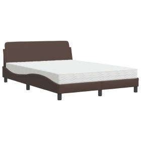 vidaXL Bett mit Matratze Braun 140x190 cm Kunstleder