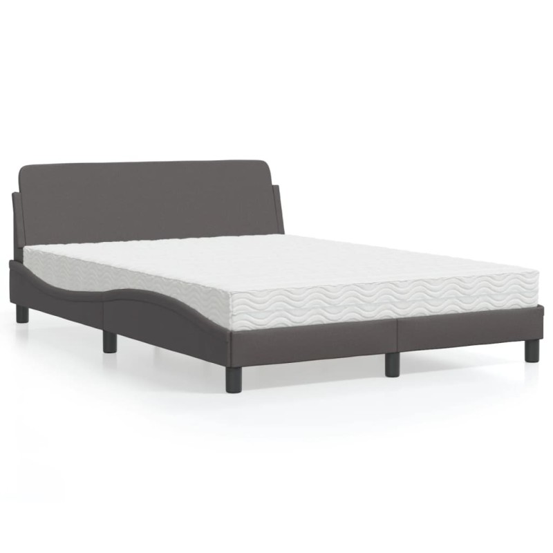 vidaXL Bett mit Matratze Grau 140x190 cm Kunstleder vidaXL Bett mit Matratze Grau 140x190 cm Kunstleder