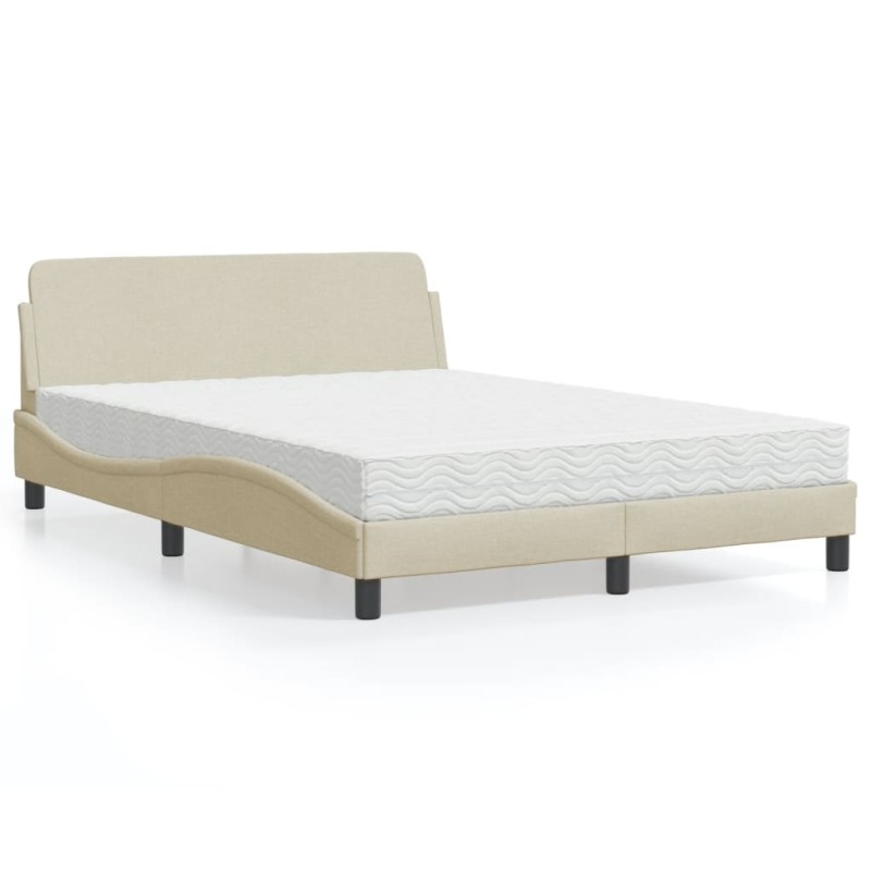 vidaXL Bett mit Matratze Creme 140x200 cm Stoff vidaXL Bett mit Matratze Creme 140x200 cm Stoff