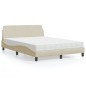 vidaXL Bett mit Matratze Creme 140x200 cm Stoff vidaXL Bett mit Matratze Creme 140x200 cm Stoff