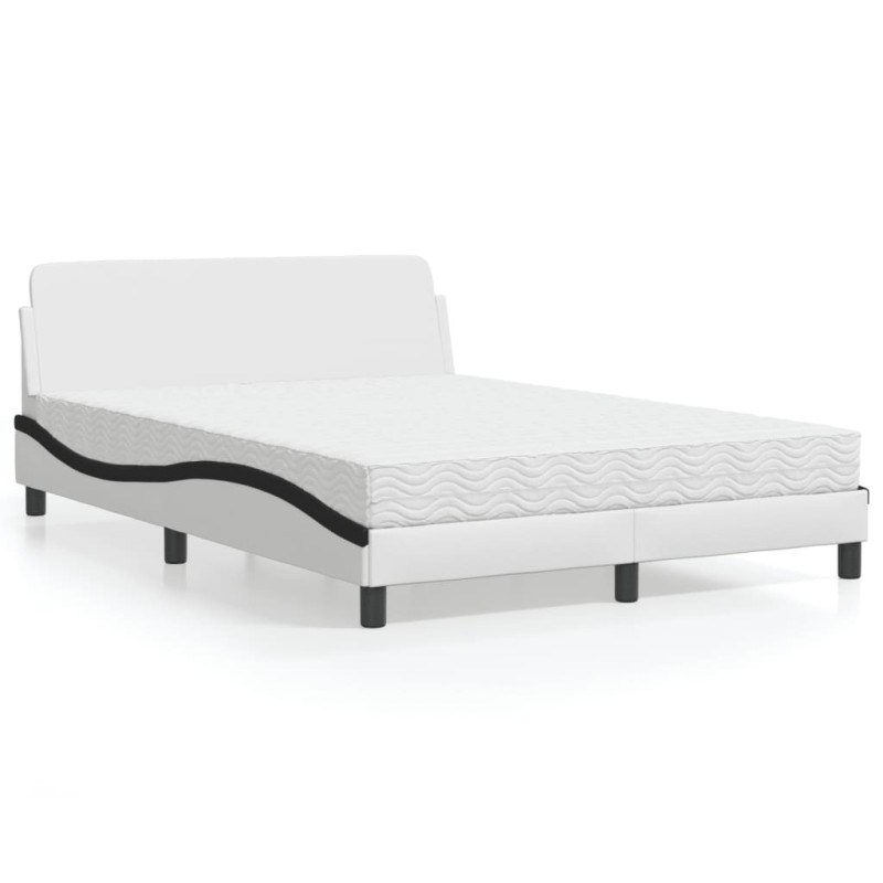 vidaXL Bett mit Matratze Weiß und Schwarz 140x200 cm Kunstleder vidaXL Bett mit Matratze Weiß und Schwarz 140x200 cm Kunstleder