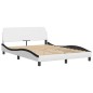 vidaXL Bett mit Matratze Weiß und Schwarz 140x200 cm Kunstleder vidaXL Bett mit Matratze Weiß und Schwarz 140x200 cm Kunstleder