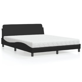 vidaXL Bett mit Matratze Schwarz 160x200 cm Kunstleder