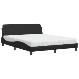 vidaXL Bett mit Matratze Schwarz 160x200 cm Kunstleder