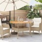 vidaXL Gartentisch mit Holzplatte Beige Ø110x71 cm Poly Rattan vidaXL Gartentisch mit Holzplatte Beige Ø110x71 cm Poly Rattan