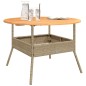 vidaXL Gartentisch mit Holzplatte Beige Ø110x71 cm Poly Rattan vidaXL Gartentisch mit Holzplatte Beige Ø110x71 cm Poly Rattan