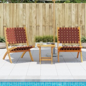 vidaXL Gartenstühle 2 Stk. Klappbar mit Tisch Rot Massivholz