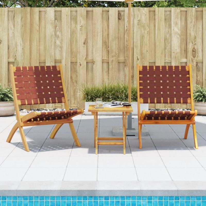 vidaXL Gartenstühle 2 Stk. Klappbar mit Tisch Rot Massivholz vidaXL Gartenstühle 2 Stk. Klappbar mit Tisch Rot Massivholz