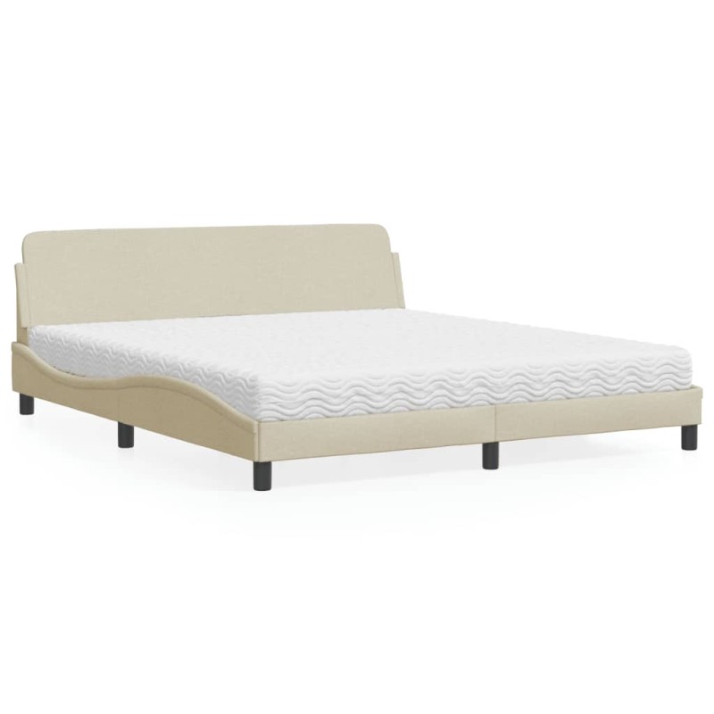 vidaXL Bett mit Matratze Creme 180x200 cm Stoff vidaXL Bett mit Matratze Creme 180x200 cm Stoff