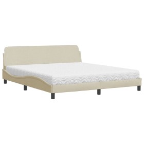 vidaXL Bett mit Matratze Creme 180x200 cm Stoff