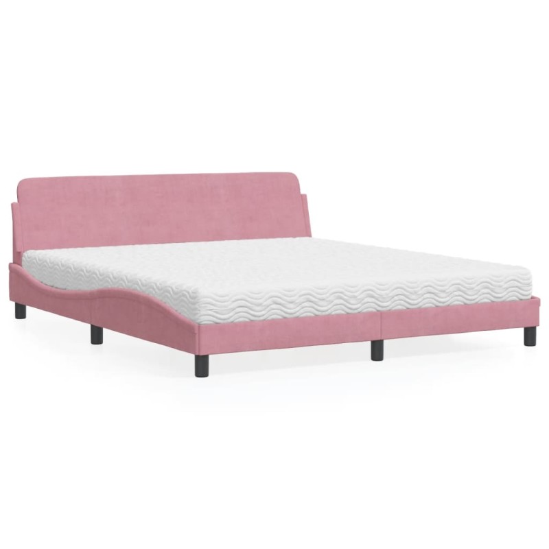 vidaXL Bett mit Matratze Rosa 180x200 cm Samt vidaXL Bett mit Matratze Rosa 180x200 cm Samt