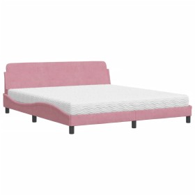 vidaXL Bett mit Matratze Rosa 180x200 cm Samt