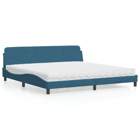 vidaXL Bett mit Matratze Blau 200x200 cm Samt