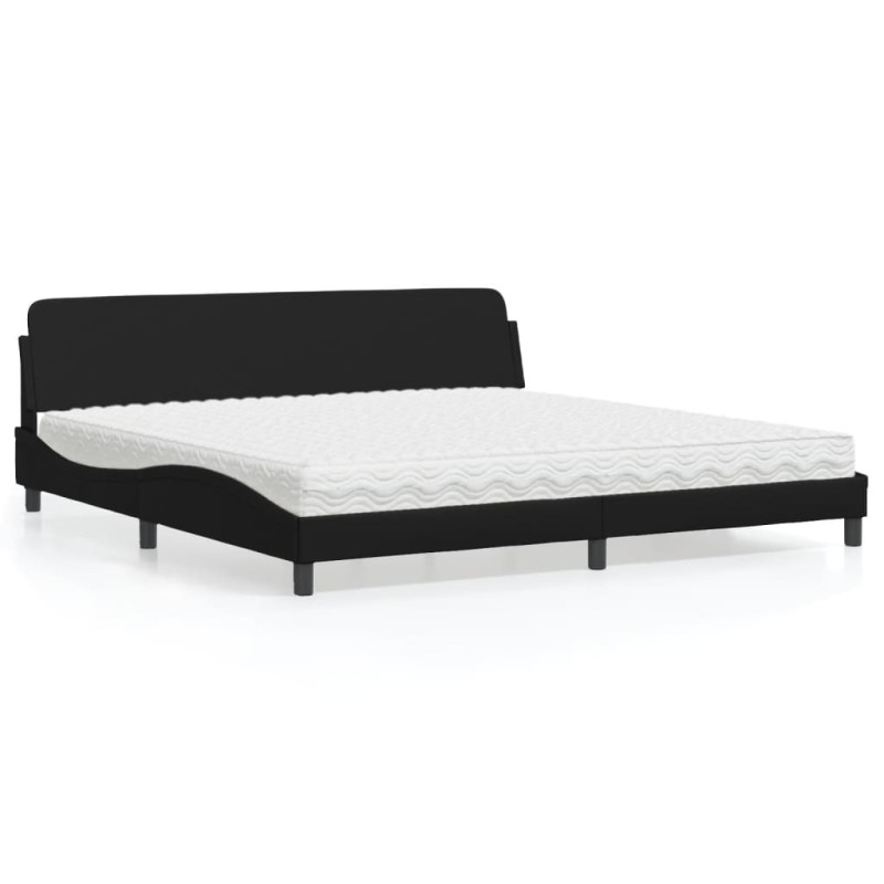 vidaXL Bett mit Matratze Schwarz 200x200 cm Kunstleder vidaXL Bett mit Matratze Schwarz 200x200 cm Kunstleder
