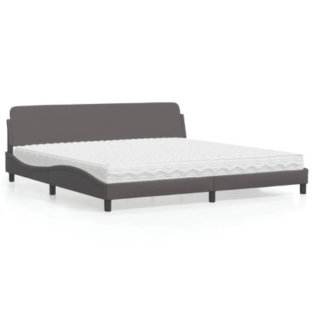 vidaXL Bett mit Matratze Grau 200x200 cm Kunstleder