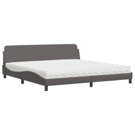 vidaXL Bett mit Matratze Grau 200x200 cm Kunstleder