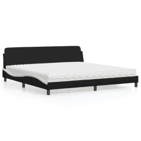 vidaXL Bett mit Matratze Schwarz und Weiß 200x200 cm Kunstleder