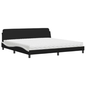 vidaXL Bett mit Matratze Schwarz und Weiß 200x200 cm Kunstleder