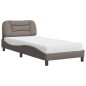 vidaXL Bett mit Matratze Taupe 80x200 cm Stoff vidaXL Bett mit Matratze Taupe 80x200 cm Stoff