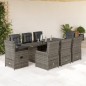 vidaXL 9-tlg. Garten-Essgruppe mit Kissen Grau Poly Rattan vidaXL 9-tlg. Garten-Essgruppe mit Kissen Grau Poly Rattan