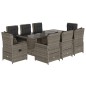 vidaXL 9-tlg. Garten-Essgruppe mit Kissen Grau Poly Rattan vidaXL 9-tlg. Garten-Essgruppe mit Kissen Grau Poly Rattan