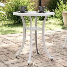 vidaXL Gartentisch Weiß Ø48x53 cm Aluminiumguss