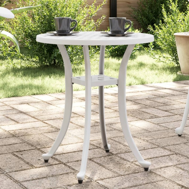 vidaXL Gartentisch Weiß Ø48x53 cm Aluminiumguss vidaXL Gartentisch Weiß Ø48x53 cm Aluminiumguss