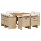 vidaXL 9-tlg. Garten-Essgruppe mit Kissen Beige Poly Rattan vidaXL 9-tlg. Garten-Essgruppe mit Kissen Beige Poly Rattan
