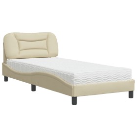 vidaXL Bett mit Matratze Creme 90x200 cm Stoff